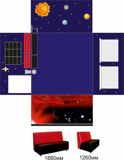 Дизайн теннисного хола в стиле Космос