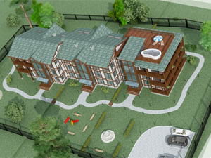 здание детского сада, вид сверху